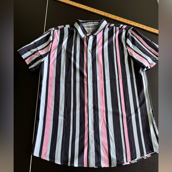 SHEIN Other - Shein Men’s Striped Button-Up Shirt Short Sleeve Size XL